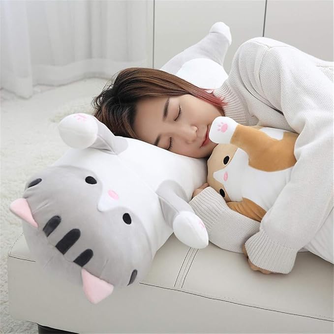 shangman Lovely Plush Cat Doll Cute Cartoon Soft Stuffed Kitten (Grey,130cm/51.1in)