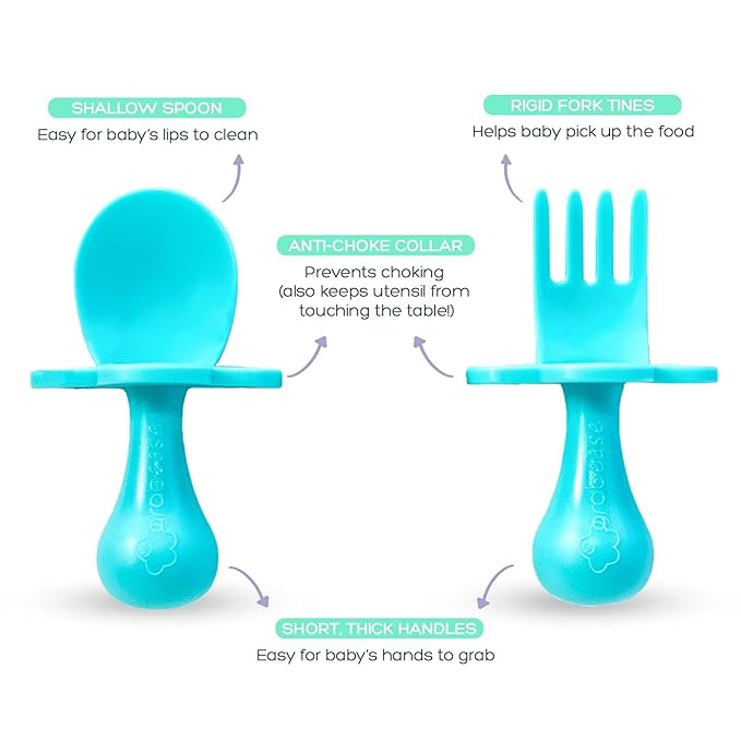 Grabease Baby & Toddler Utensils - Spoons & Forks - BPA-Free & Phthalate-Free, Cutlery Set for Baby & Toddler