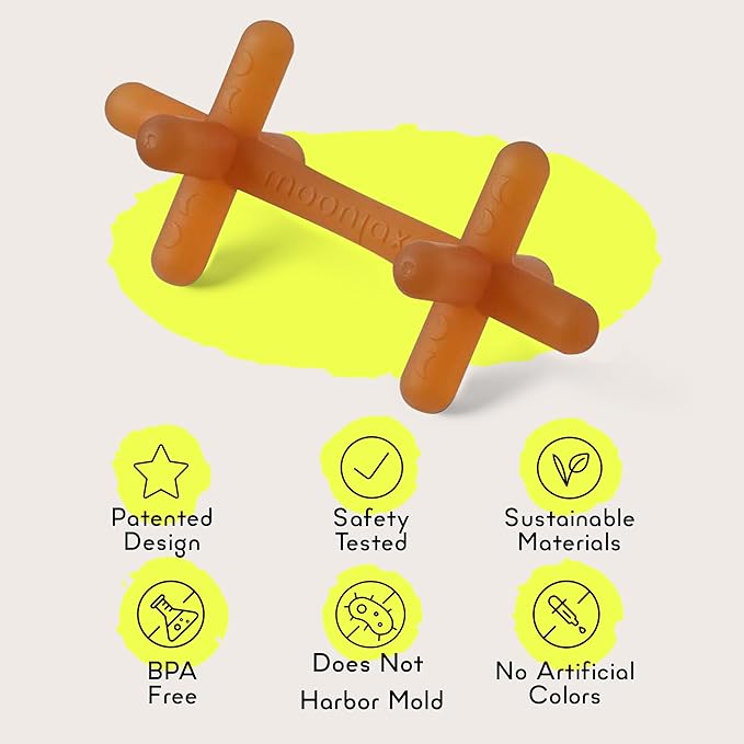 Moonjax Natural Rubber Baby Teething Toys - Baby teether for Infants, Toddlers
