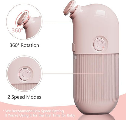 Electric Baby Nail Trimmer, Portable with 7 Grinding Heads, Rechargeable Whisper Quiet Nail Trim Polish Grooming Kit, Safe Nail File for Baby Newborn Infant Toddler Kids or Adults (Pink)