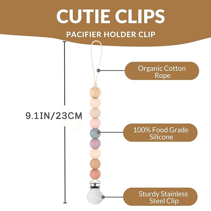 2 Pack Pacifier Clips, Silicone Pacifier Clip for Baby Boys and Girls