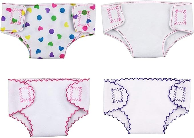 4 Pack Baby Diapers Doll Underwear for 14-18 Inch Baby