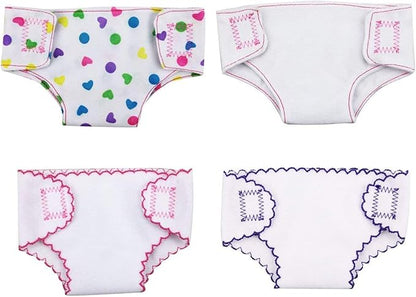 4 Pack Baby Diapers Doll Underwear for 14-18 Inch Baby