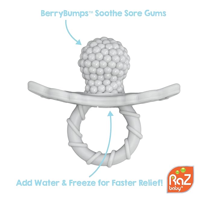 RaZbaby RaZberry Silicone Baby Teether Toy - Berrybumps Soothe Babies Sore Gums