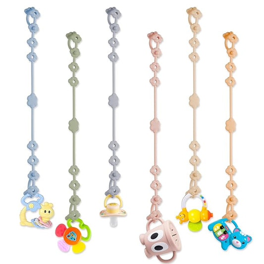Toy Straps for Baby, 6 Pack Adjustable Silicone Toy Safety Straps for Stroller