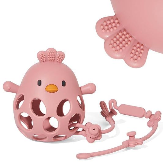 Baby Teething Toys with A Toy Safety Strap for Babies 0-6, 12 18 Months