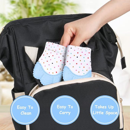 2Pack Silicone Teething Mitt, Soothing Infant Teething Mitten Pain Relief 0-12 Months
