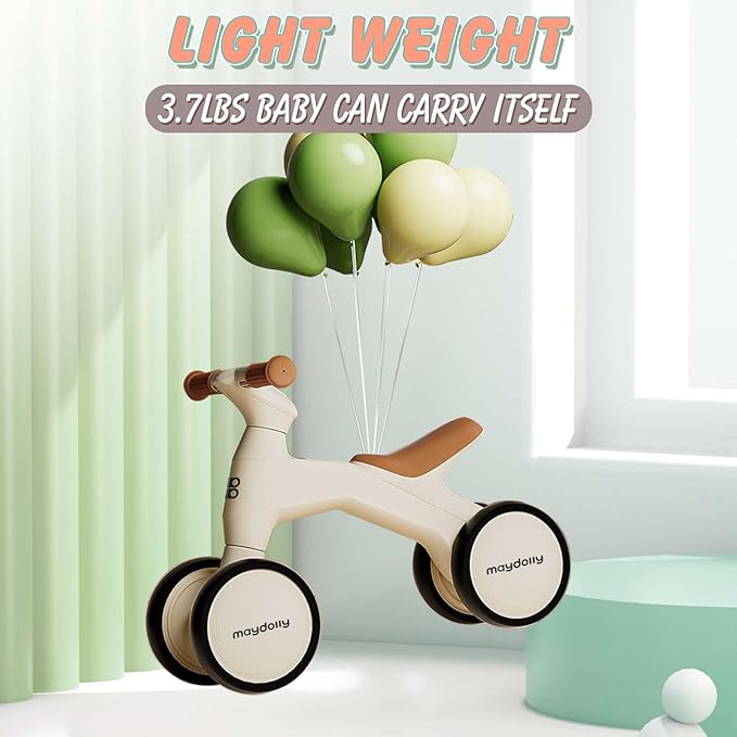 Maydolly Baby Balance Bike, Toddler Balance Bike for 1 Year Old Boys Girls 4 Wheels 10-36 Month