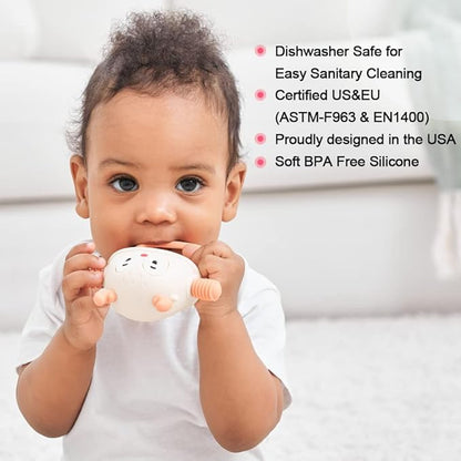 Smily Mia Teething Toys/Teethers for Babies 6-12 Months, Reindeer Baby Chew Toy 3-6 Months for Teething Relief 0-6Months, Nude