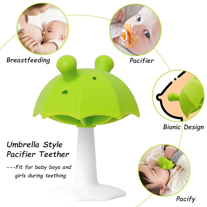 Umbrella Baby Teether with Suction Base, Keeping Babys Busy 0-6 Months, 6-12 Months 12-24 Months,