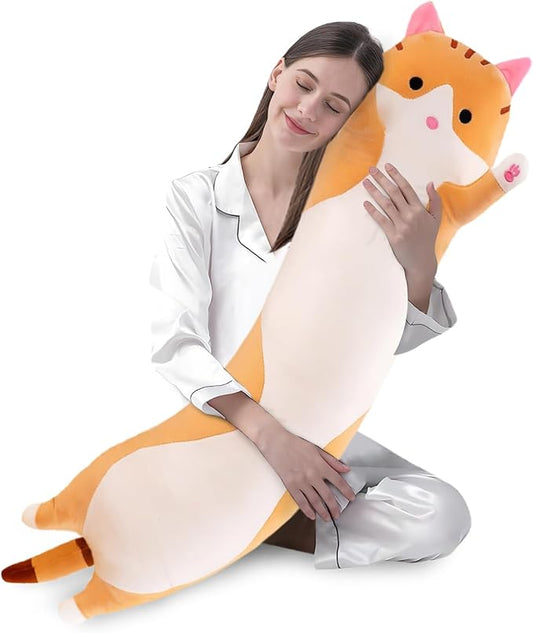 shangman Lovely Plush Cat Doll Cute Cartoon Soft Stuffed Kitten (Brown,110cm/43.3in)