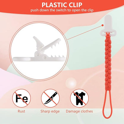 4-Pack Silicone Pacifier Clips with a Woven Rope Shape