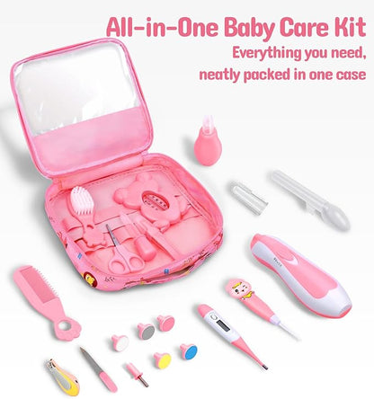 Baby Healthcare and Grooming Kit, Electric Safety Nail Trimmer Baby Nursery Kit, Newborn Care Kits with Hair Brush Comb for Newborn Infant Toddlers Baby Boys Girls Kids, Baby Shower Gifts