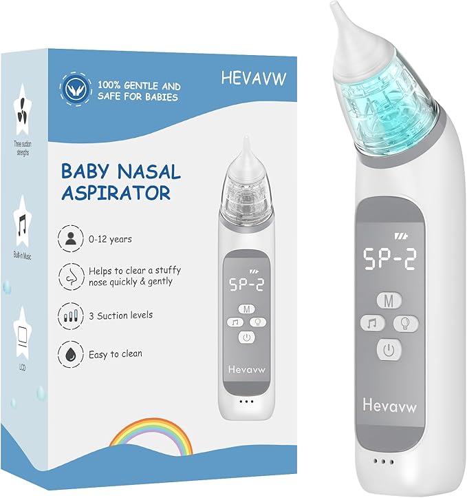 Electric Nasal Aspirator for Baby - Baby Nose Sucker, Snot Booger Mucus Remover for Baby Toddler Infant Newborn Kid 3 Suction