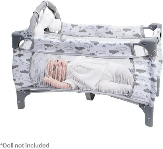ADORA Baby Doll Crib/Bed/Playpen, Twinkle Stars Deluxe Pack N Play 7-Piece Set Fits Dolls up to 20 inches 3 Clouds 3+