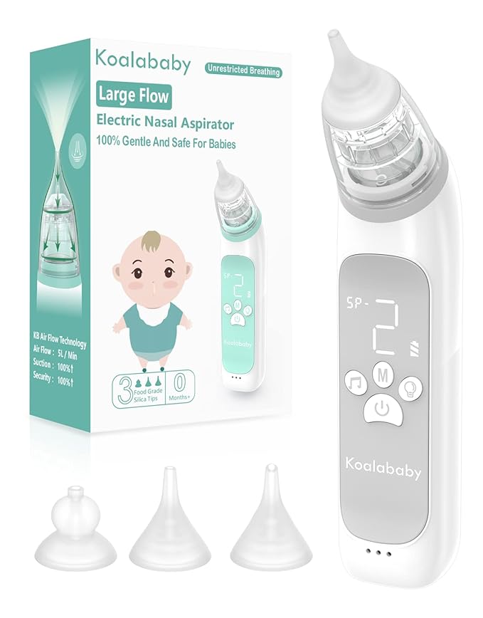 Large Flow Electric Nasal Aspirator, Newest Nose Sucker for Baby 3 Suction