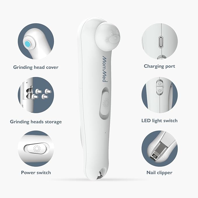 MOMMED Baby Nail Trimmer Electric, Gentle Baby Nail Clippers Electric,10 Grinding