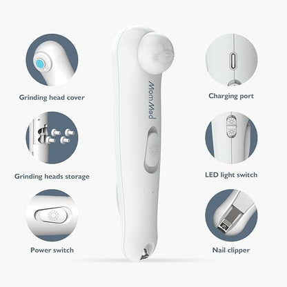 MOMMED Baby Nail Trimmer Electric, Gentle Baby Nail Clippers Electric,10 Grinding
