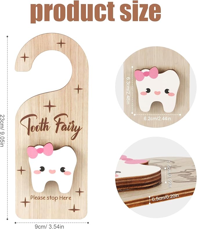 Tooth Door Hanger, Wooden 3D Lost Tooth Keepsake Box
