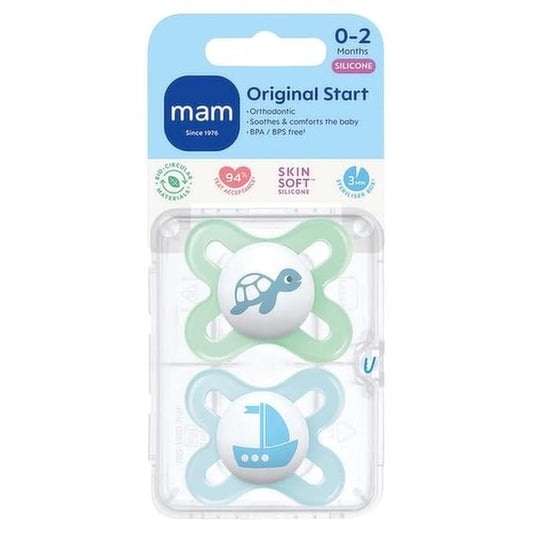 MAM Original Start Newborn Baby Pacifier, Best Pacifier for Breastfed Babies 2 Pack,0-3
