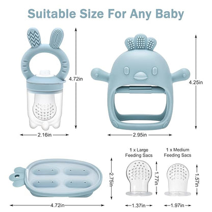Baby Food Fruit Feeder & Mini Freezer Nibble Tray, Breastmilk Popsicle Molds for Baby Cooling Relief