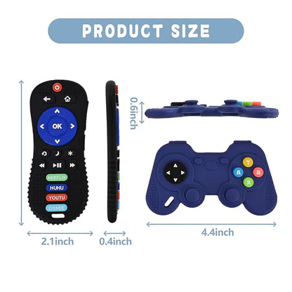 2 Pack Remote&Game Controller with Box, Silicone Teether Toys 6-12 Months 0-6 Months,