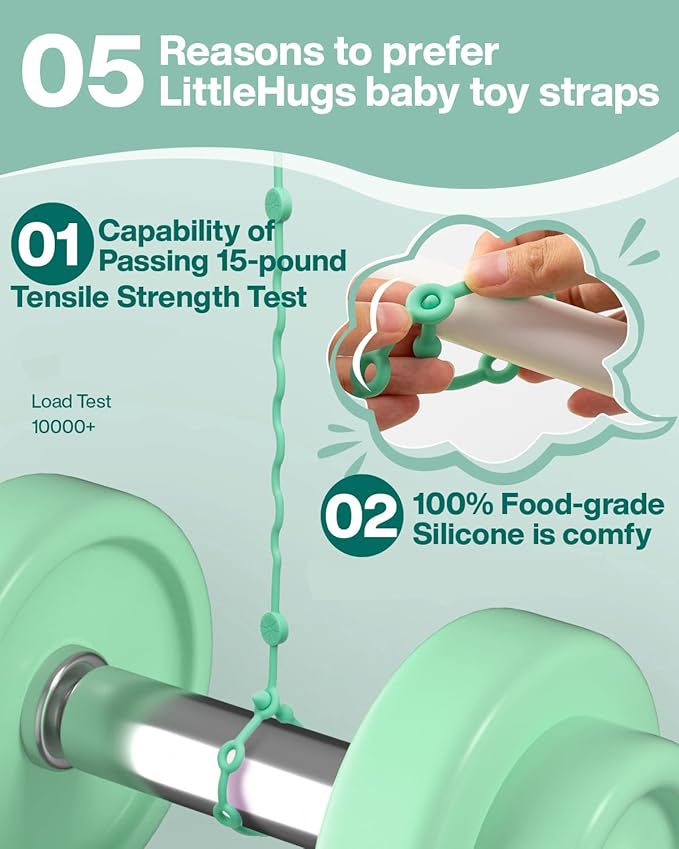 Toy Straps for Baby, 5pcs Adjustable Toy Holder for Stroller Accessories (4-Pack)