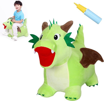 INPANY Bouncy Dinosaur Hopper Toy for Toddlers, Kids Inflatable Dragon Plush Bouncing Horse Hopper 2 3 4 Year
