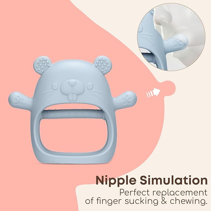 2 Packs Baby Teething Toys Silicone Teething Mittens for Infants 3 Months+, Never Drop & Easy to Hold Teethers