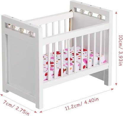 Vaguelly Dollhouse Baby Crib 1:12 Mini Crib Toy,Miniature Crib Dollhouse Mini Furniture Cradle