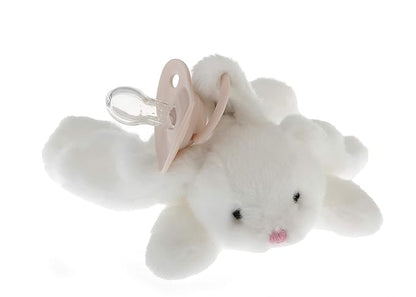 Furry Friend Pacifier Plush Toy - Ultra Soft Cuddly 100% Polyester with Medical Grade Silicone Pacifier (Color Varies), Machine Washable