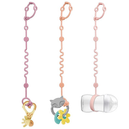 Toy Straps for Baby, 3pcs Adjustable Toy Holder for Stroller Accessories