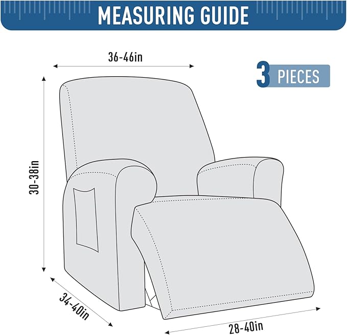 TAOCOCO Oversized Recliner Cover Stretch Recliner Chair Covers, Jacquard Reclining Chair Cover, Furniture Protector Sofa Slipcovers Couch Covers with Elastic Bottom for Kids, Pets (Black)