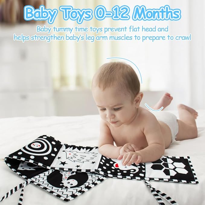 Cawgug Black and White High Contrast Soft Book for Babies 0-12 Months