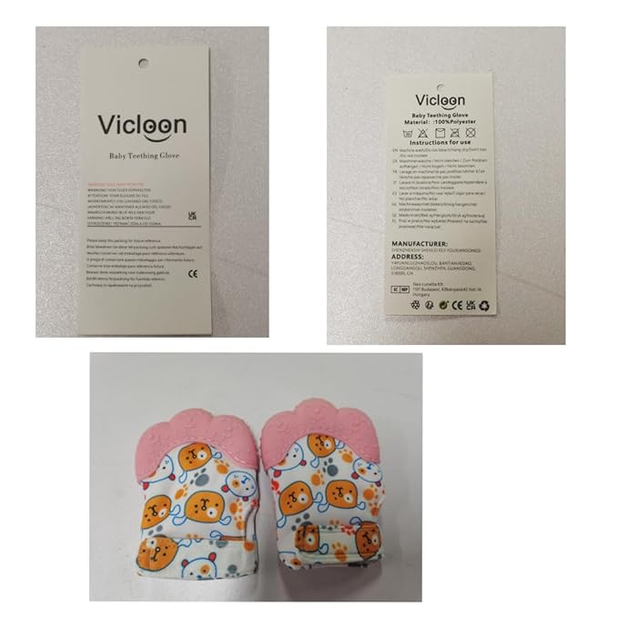 2Pack Silicone Teething Mitt, Soothing Infant Teething Mitten Pain Relief 0-12 Months