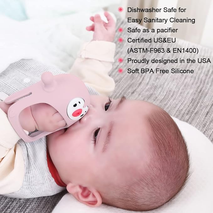 Smily Mia 2pack Penguin Teether for Babies 0-6Month, Silicone Teething Mittens&Baby Chew Toys for 3-6Month