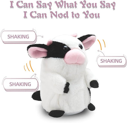 HOMILY Talking Milk Cow, Repeats What You Say Plush Animal Toy Electronic Hamster Mouse for Boys