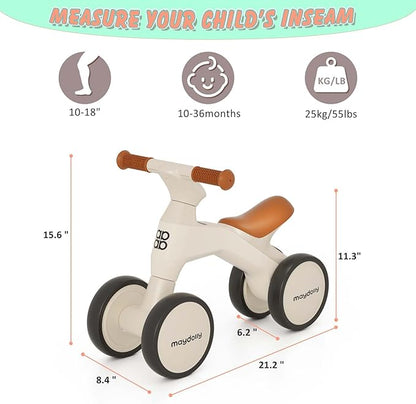 Maydolly Baby Balance Bike, Toddler Balance Bike for 1 Year Old Boys Girls 4 Wheels 10-36 Month