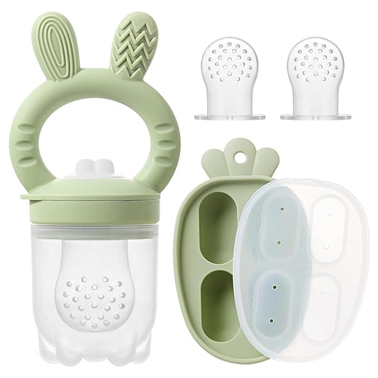 Silicone Baby Fruit Feeder with Freezer Tray Baby Food Feeder