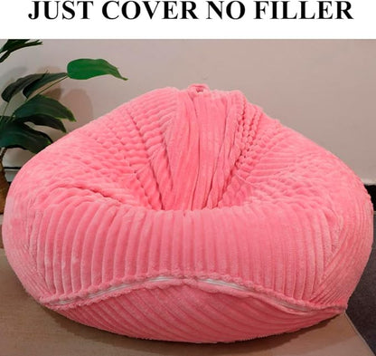 Soft Bean Bag Chair Cover No Filler Sofa Cover Storage Bean Bag Cover Organizing Children Plush Toys (Pink, X-Large)