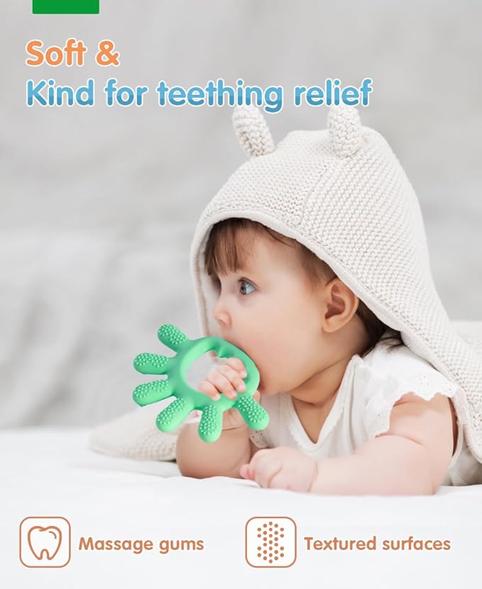 Baby Silicone Teething Toys, Food Grade Teethers for Babies 0-6 Months|6-12 Months 3 4 5 Month