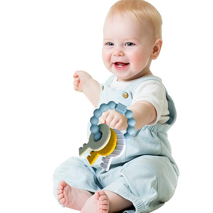 Baby Keys Teether Toys,Silicone Teething Toys for 3+ Months