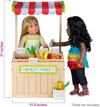 ADORA Amazon Exclusive Amazing World 31-Piece Doll Accessories - Premium Quality Farmers Market Wooden Play Set, Birthday Gift for Ages 6+