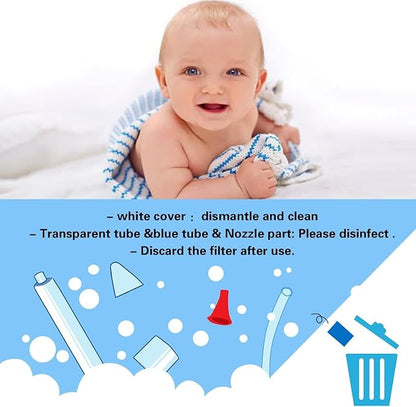 Baby Nasal Aspirator with 24 Filters, Mouth Suction Nasal Congestion Relief for Toddlers 2 Silicone