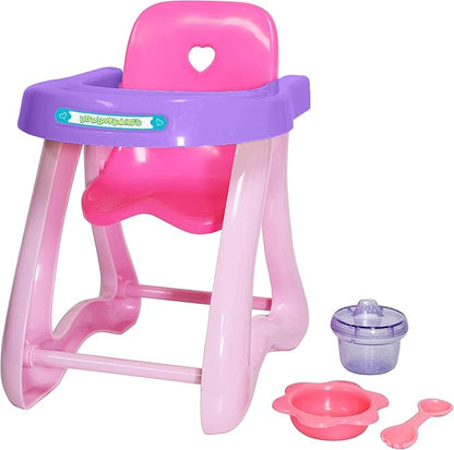 JC Toys Deluxe Doll Accessory Bundle | High Chair, Crib 11" | 11" La (81453)
