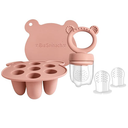 Baby Food Storage Containers & Teething Toys Set - Silicone Feeder Tray for Babies 3-18 Months, Breastmilk Popsicle Molds