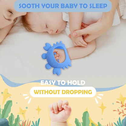 Anboor 2 Pack Baby Teething Toys, Silicone Teethers for Babies 0-6 Months Anti Dropping Hand Teether