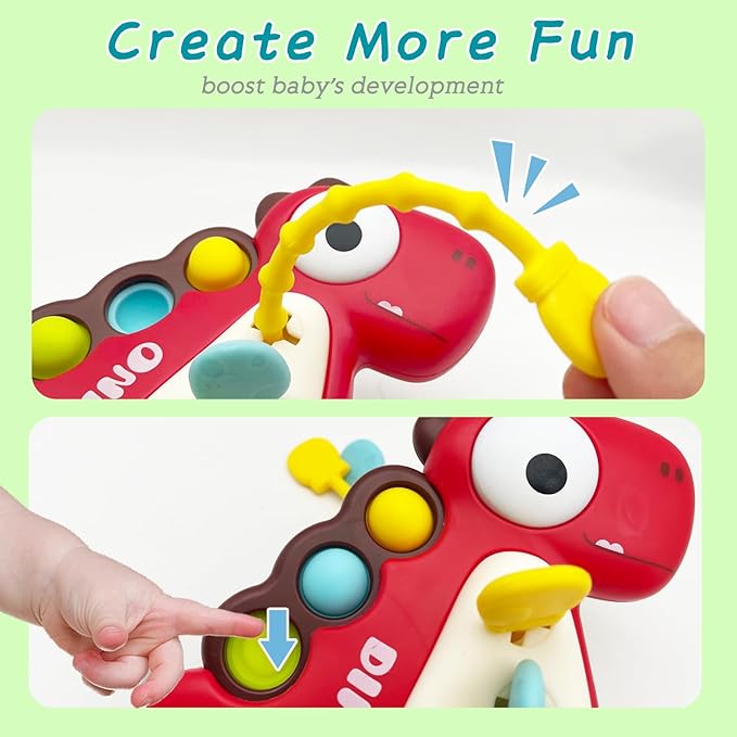 Montessori Toy for Baby 18+ Months, Cute Dragon Design Baby Sensory Teething Toys with Rattles for Toddlers Boy Girl Birthday Gifts……