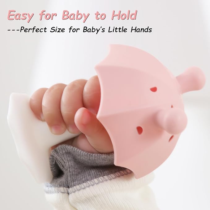 Umbrella Baby Teether with Suction Base, Keeping Baby Busy 0-6 Months, 6-12 Months 12-24 Months,