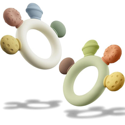Baby Teething Toys for 0-6 Months, BPA Free Silicone Teethers 6 to 12 Months 2 Pack